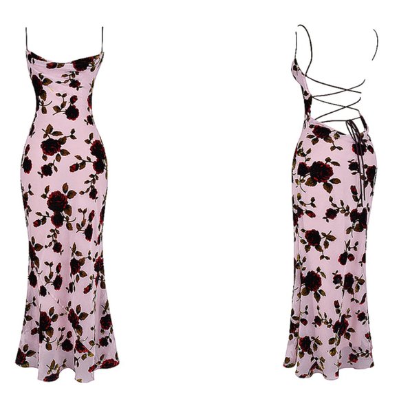 HOUSE OF CB 'Serena' Pink Devore Maxi Dress NWOT - Picture 6 of 12